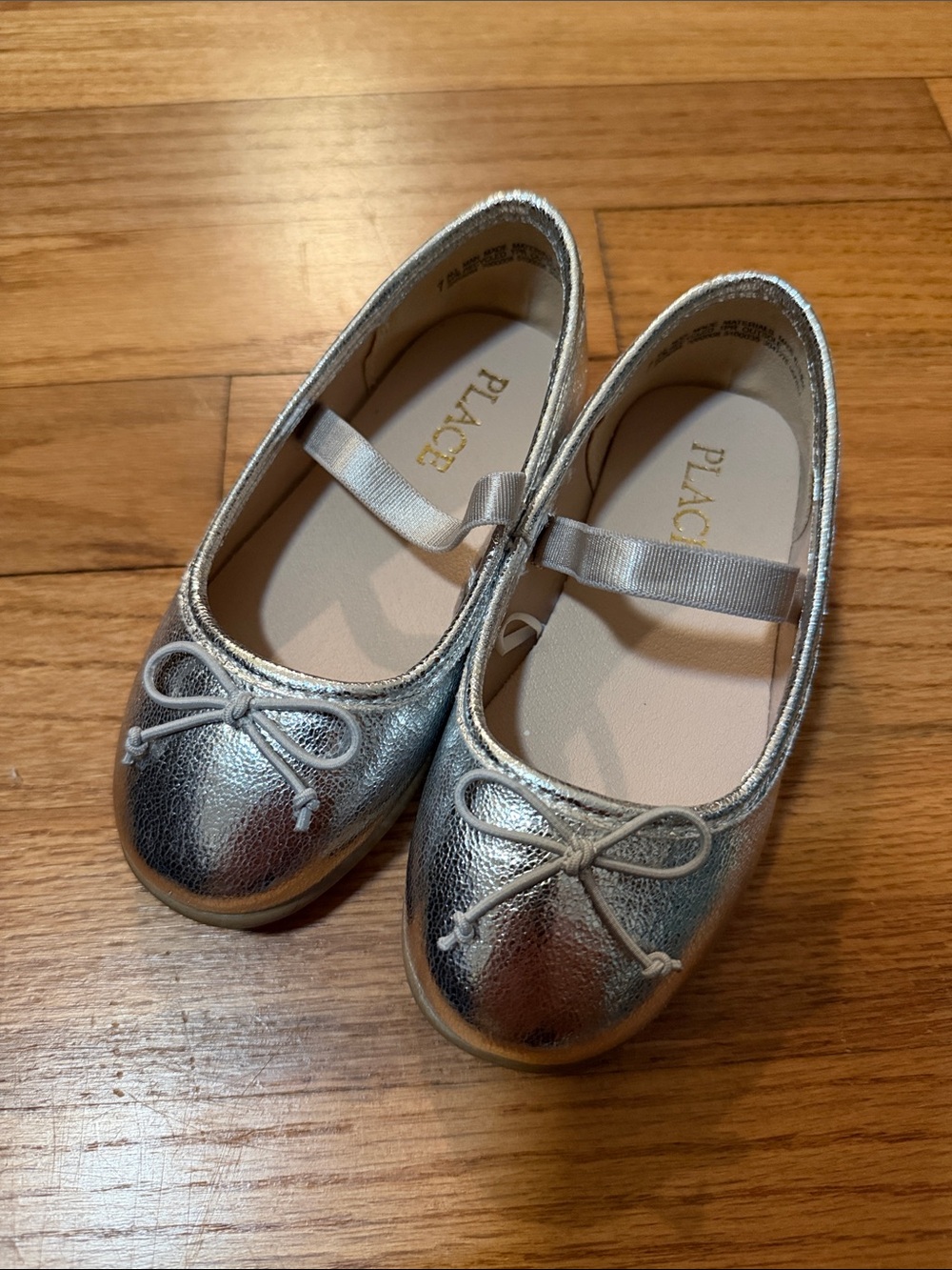 The Children's Place Metallic Silver Girls' Mary Jane Flats with Bow